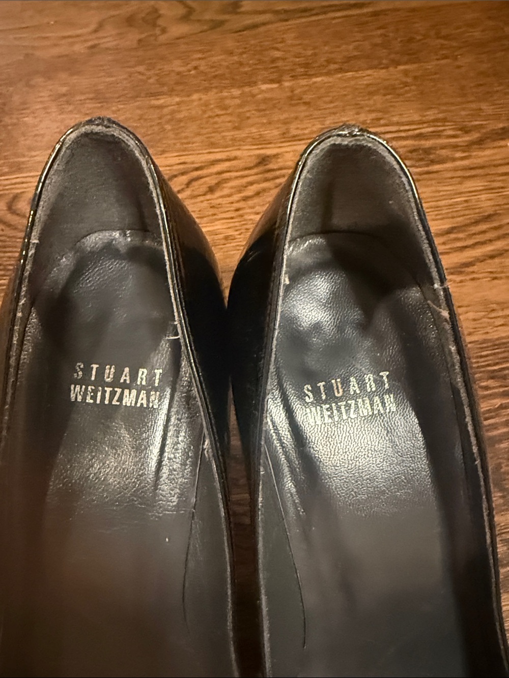 Stuart Weitzman Black Patent Peep-Toe Heels - Picture 5 of 6